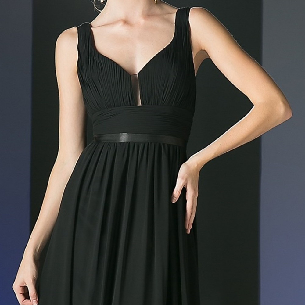 Black Sleeveless Bridesmaid Long Dress